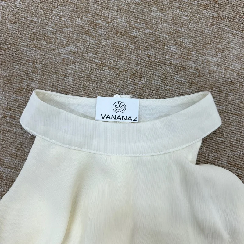 

Women chiffon frill halter neck bloused