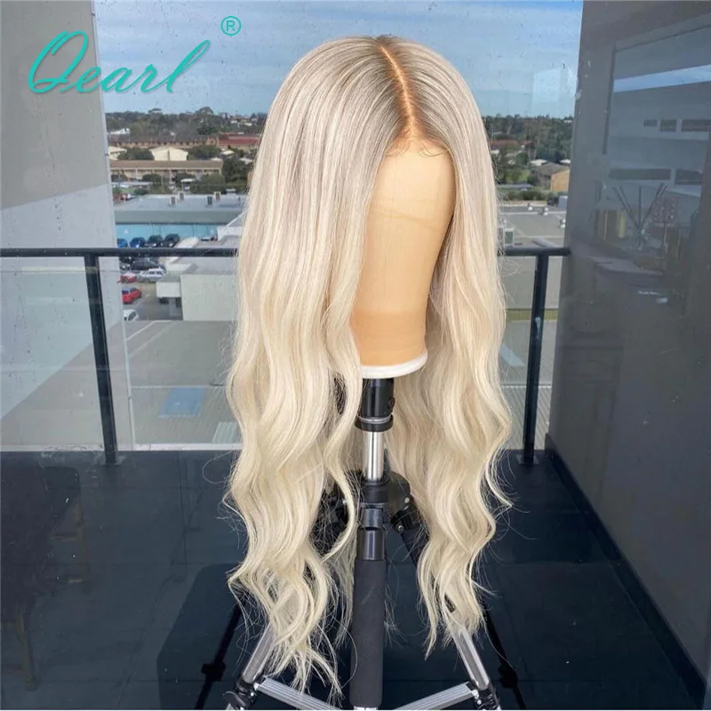 Platinum Ash Blonde Human Hair Full Lace Wig Transparent Clear Natural Wave Lace Frontal Wigs Bleached Knots Brazilian Remy 150%