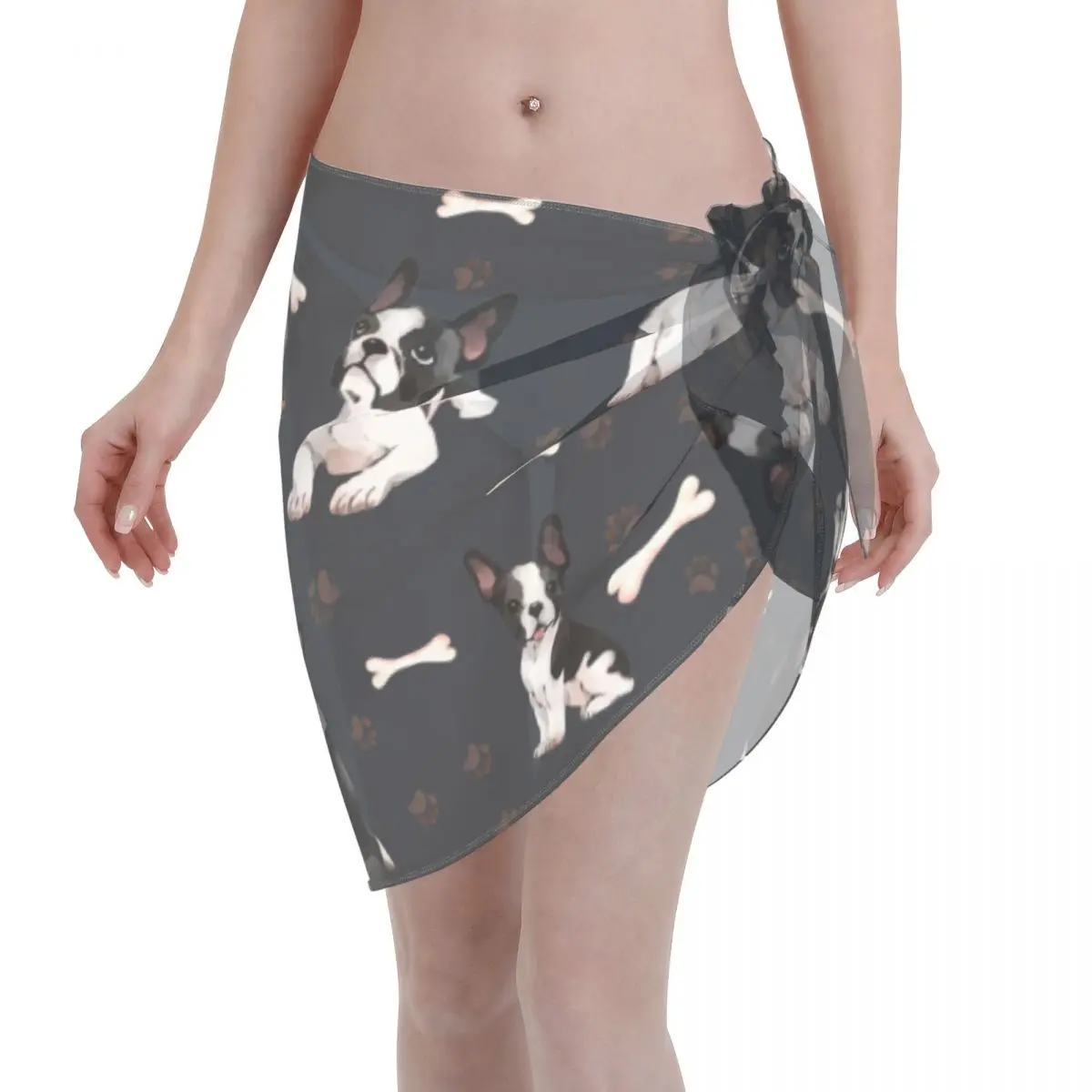 

Cute Boston Terrier Dog Kaftan Sarong Beach Wear Women Sexy Beach Dress Bikini Cover-Up Sarong