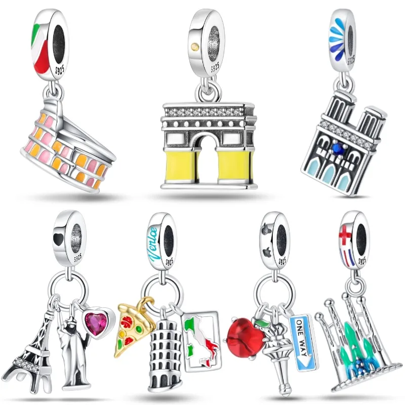Серебряный кулон S925 с дизайном колонны-триумфальной арки для браслета Pandora
