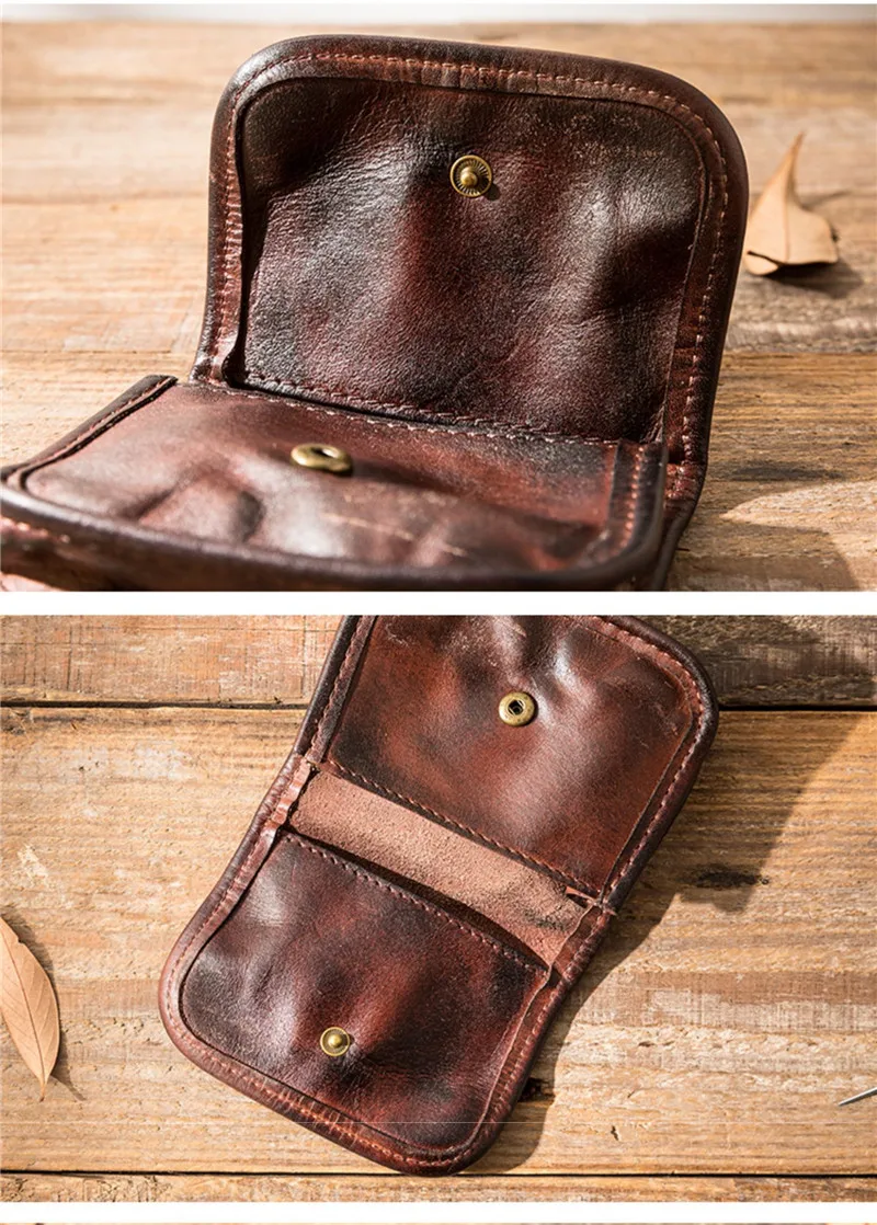 Vintage high-quality genuine leather men's women's coin purse simple luxury first layer cowhide female thin small money bag