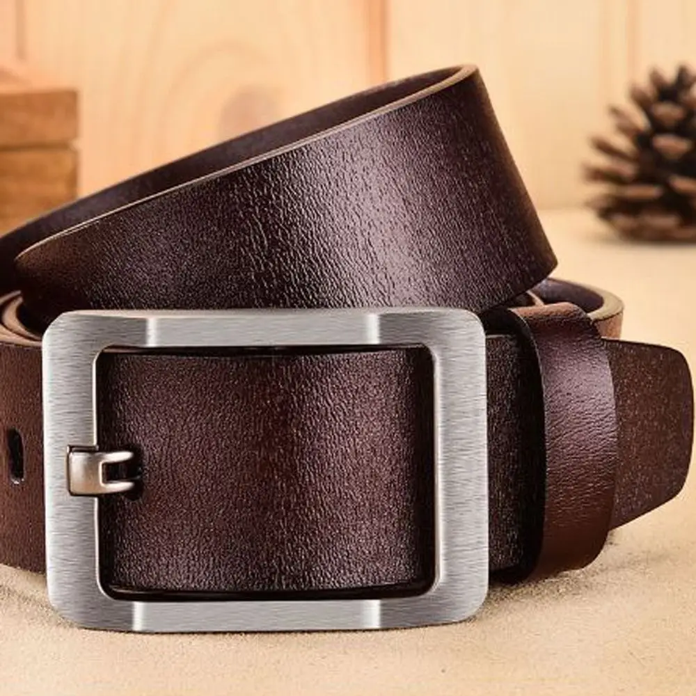 Мужской кожаный ремень в стиле ретро черный деловой Повседневный винтажный с