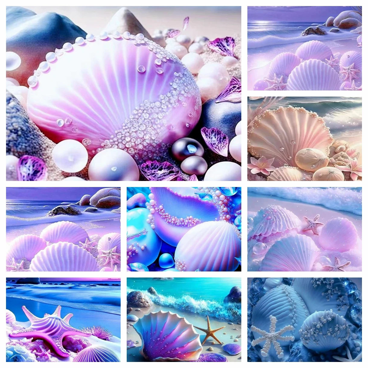 

New 5D diamond painting dream seashells the seaside scenery diamond cross-stitch set mosaic bedroom home decoration gift