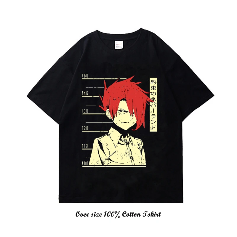 

The Promised Neverland Anime Graphic Men Harajuku Hip Hop Vintage Summer Short Sleeve for Men Oversize Cotton Streetwear T-shirt