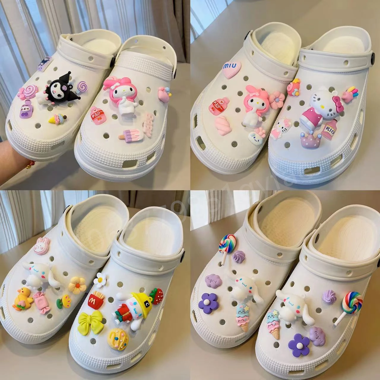 

Sanrio мультфильм обувь пряжка костюм милый аниме Kuromi Cinnamoroll Hello Kitty Мелодия DIY очаровательные кроссовки украшение для детей детские подарки