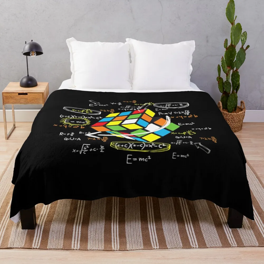 Rubik's Cube Flannel Throw Blanket King Queen Size for Sofa Couch Bed Colourful Rubik's Cube Puzzle Game Pattern Blanket for Kid