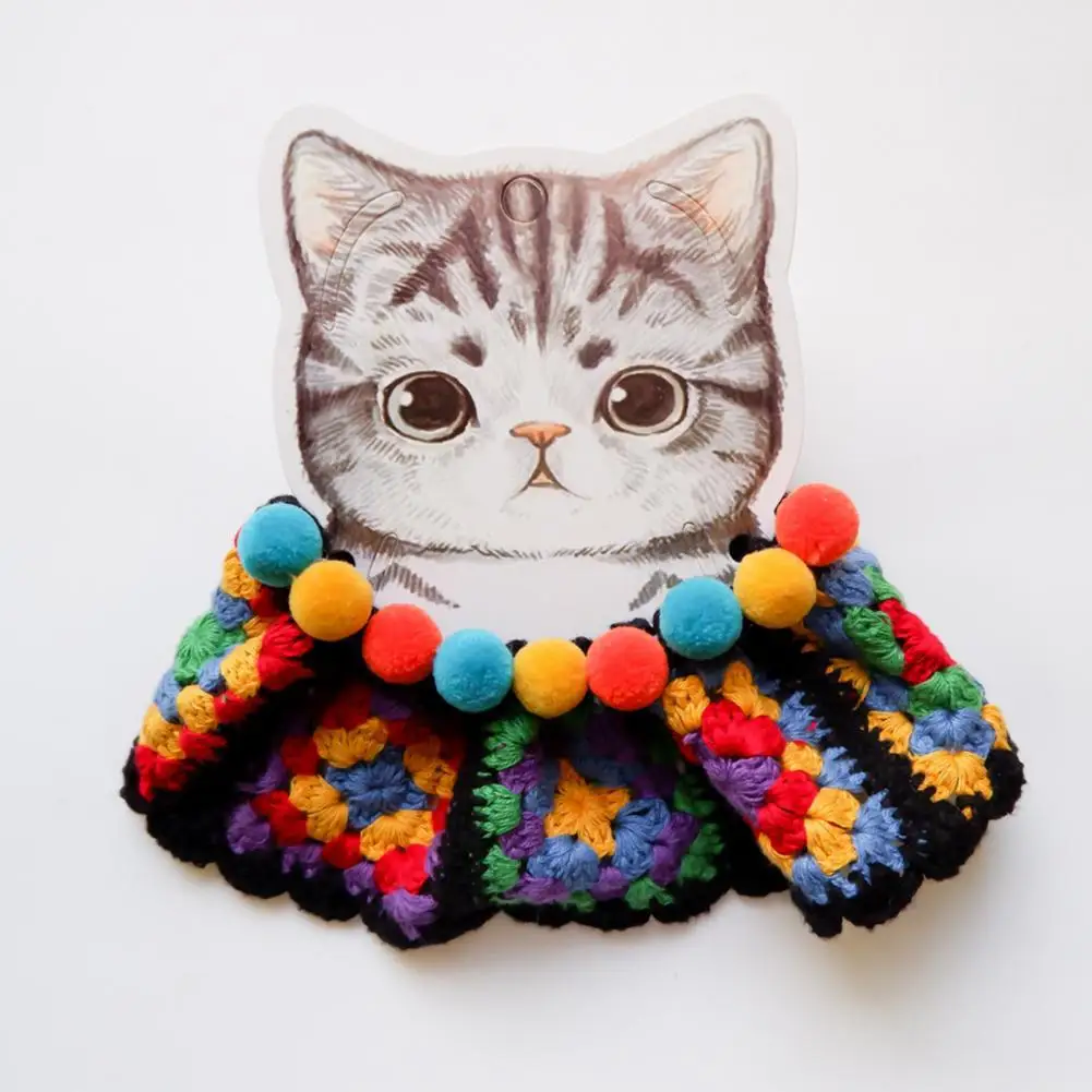 

Easy-wearing Crocheted Craftsmanship Cute Pet Cat Dogs Bib Scarf for Kitty