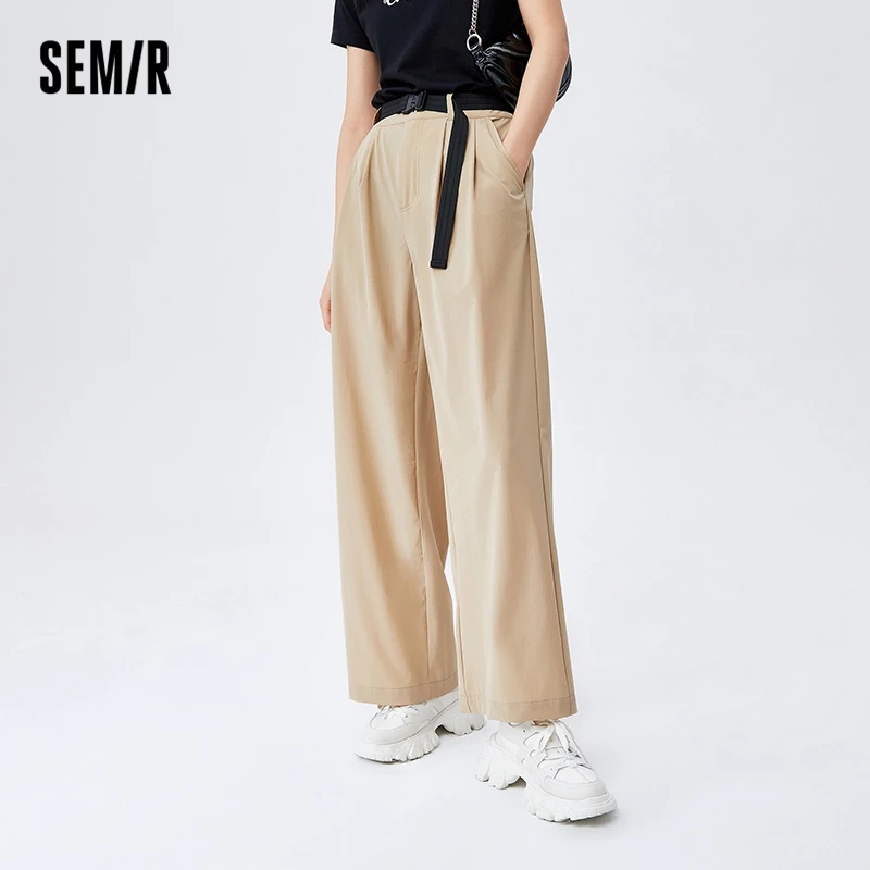 Semir Casual Trousers Women Solid Color Basic Loose Wide-Leg Pants Stretch Commuting Easy-To-Fit Pants Slimming Women'S Clothing