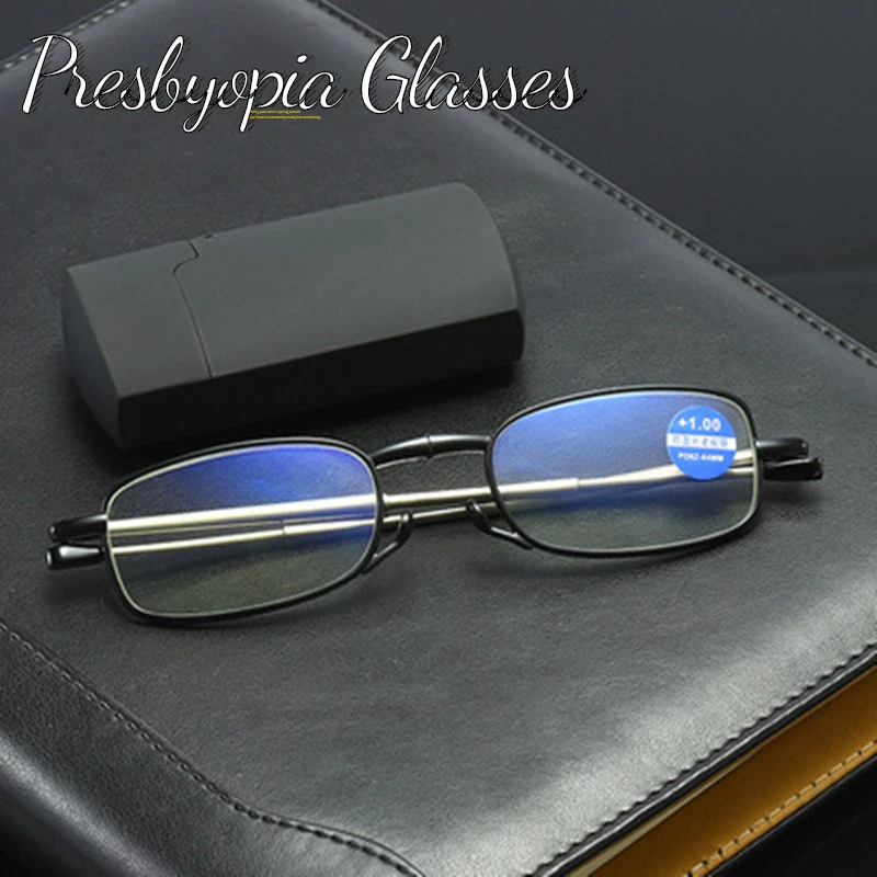 

2022 Exquisite Presbyopia Glasses Small Lighter Box Anti Blue Light Antenna Folding Presbyopia Glasses + 1.0 ,+1.5,+2.0 To + 4.0