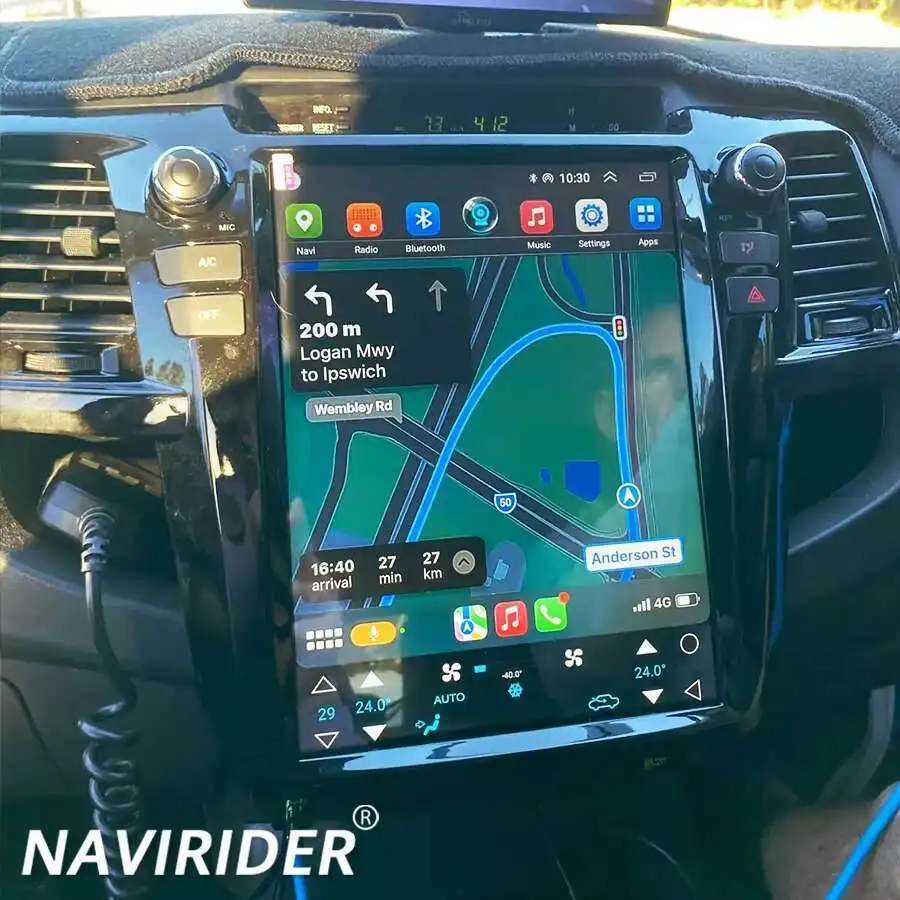 

Автомобильный радиоприемник Tesla Style Android 14 с вертикальным экраном для Toyota Fortuner Hilux 2007-2015 GPS-навигатор Carplay 12,1 дюйма, видеоплеер