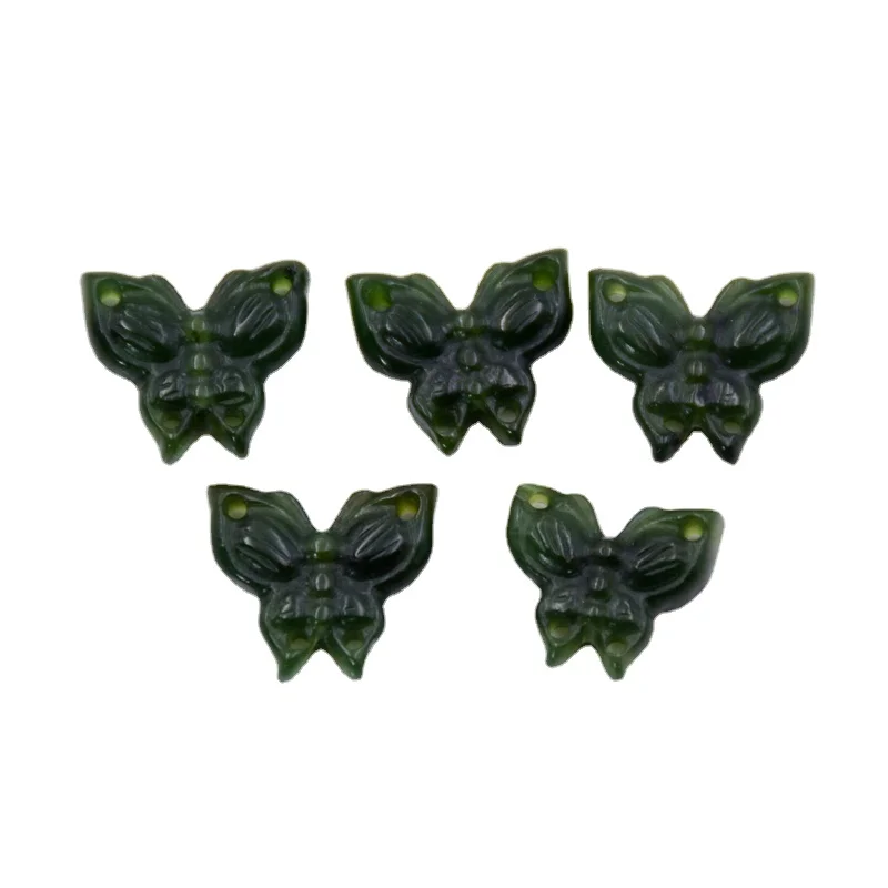 

Резной кулон в виде бабочки нефрита, насекомое, натуральный шпинат, зеленый нефрит, бусины из драгоценных камней, изготовление ожерелья, юве...