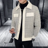 light luxury woven panel mens jackets 2022 casual slim jacket lapel business social coat streetwear party banquet male clothing