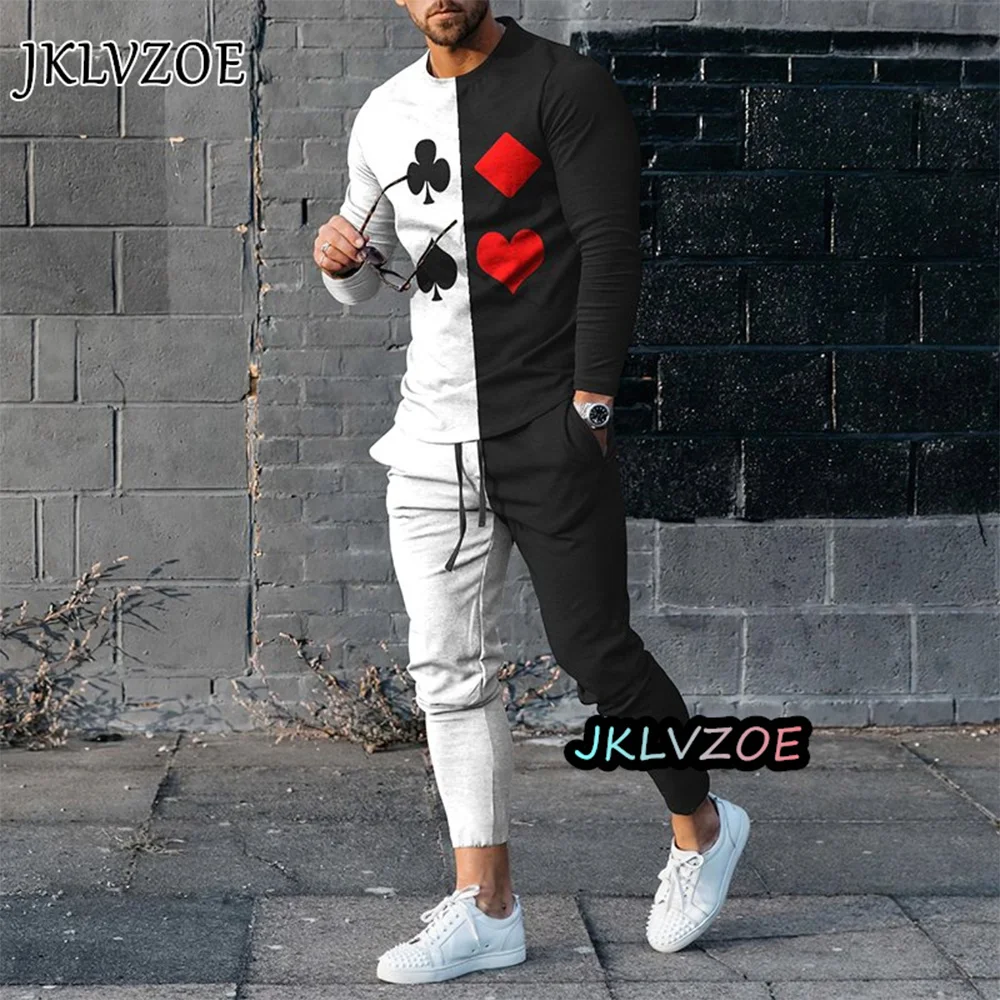 

2023 Men's Outfit Casual Tracksuits Lon Sleeve Streetswear Vintae O-Neck T-Sirt Sets Oversized Man Tsirt Suit 2 Piece Suit