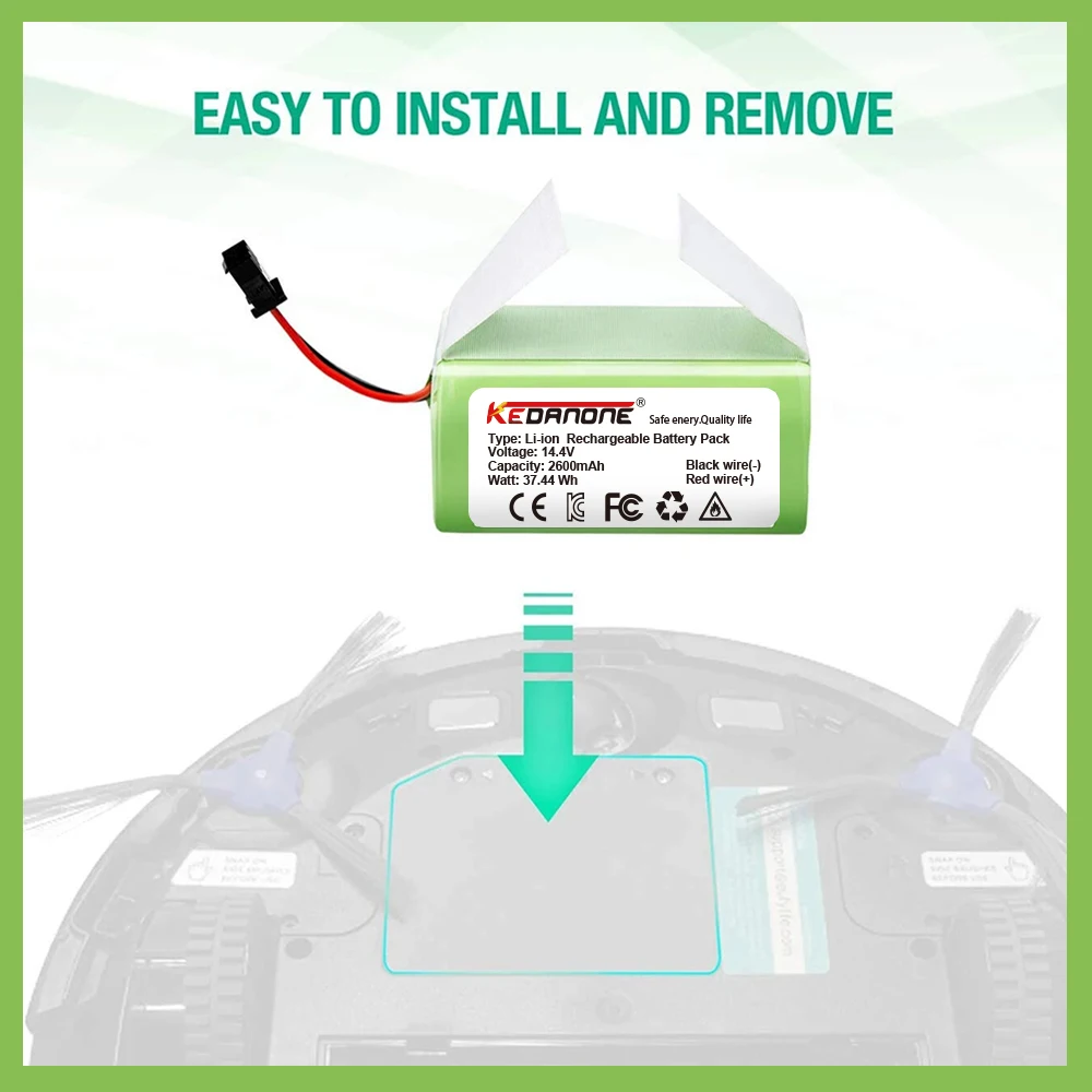 

Lithium ion battery for Conga 990, 1090, Tesvor X500, Ecovacs, Deebot N79, N79S, DN622, Eufy, RoboVac 11, 11S, RoboVac 30 etc.