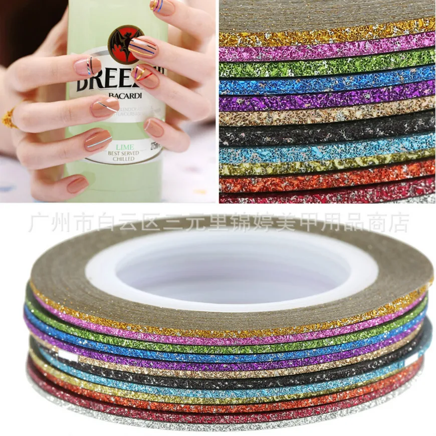 

Glitter Nail Stripin Nail Polish Silver Transparent Purple Rose Gold Color Nail Polish Nail Decoration Tool Nails Art