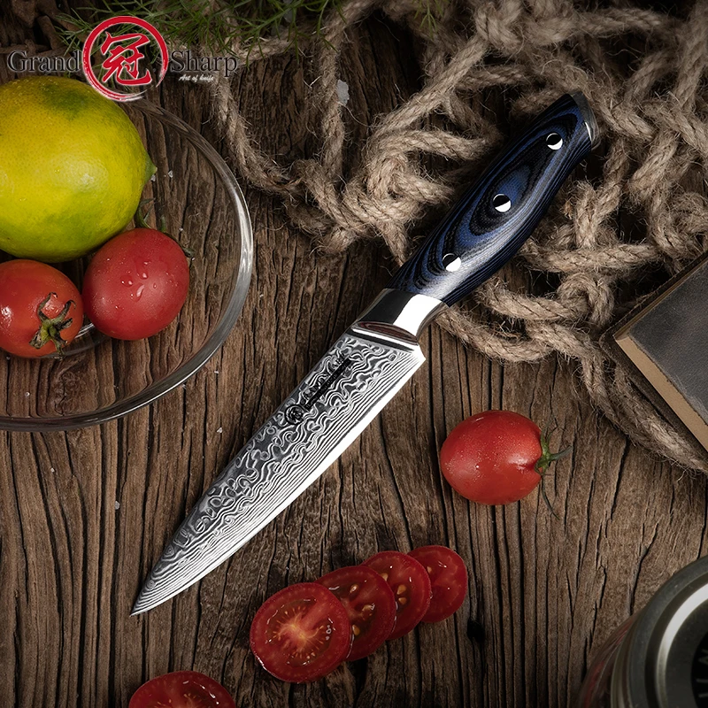 5-дюймовый универсальный нож GRANDSHARP 67 слоев японский дамасский кухонный