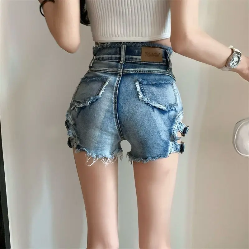 Sexy Hollow Out Summer High Waist Denim Hot Shorts Women Shorts Vintage Punk Shorts Jeans Hotpants 2023