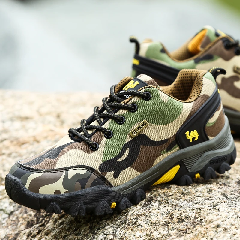 HIKEUP New men Outdoor Shoes Camouflage Couple Casual Hiking Shoes Walking Sneaker Spring And Autumn Sports Casual Shoes