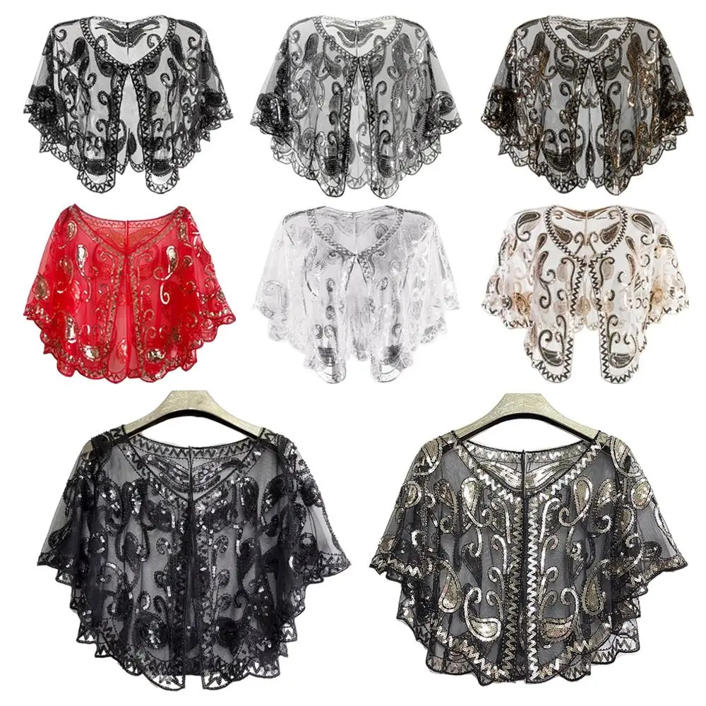 

Accessories Elegant Wrap Cloak With Tassel Tulle Shawl Sequin Shawl Evening Prom Cape Women Shawl Wedding Bridal Shawl