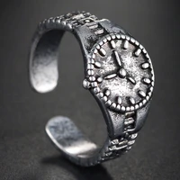 hot sale vintage punk rock creative watch ring for men women watch shape opening rings adjustable metal finger ring top quality