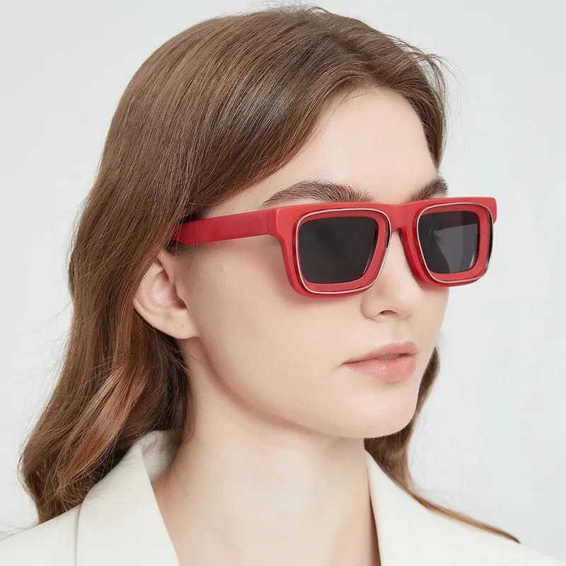 Модные дизайнерские прямоугольные солнцезащитные очки для мужчин и женщин