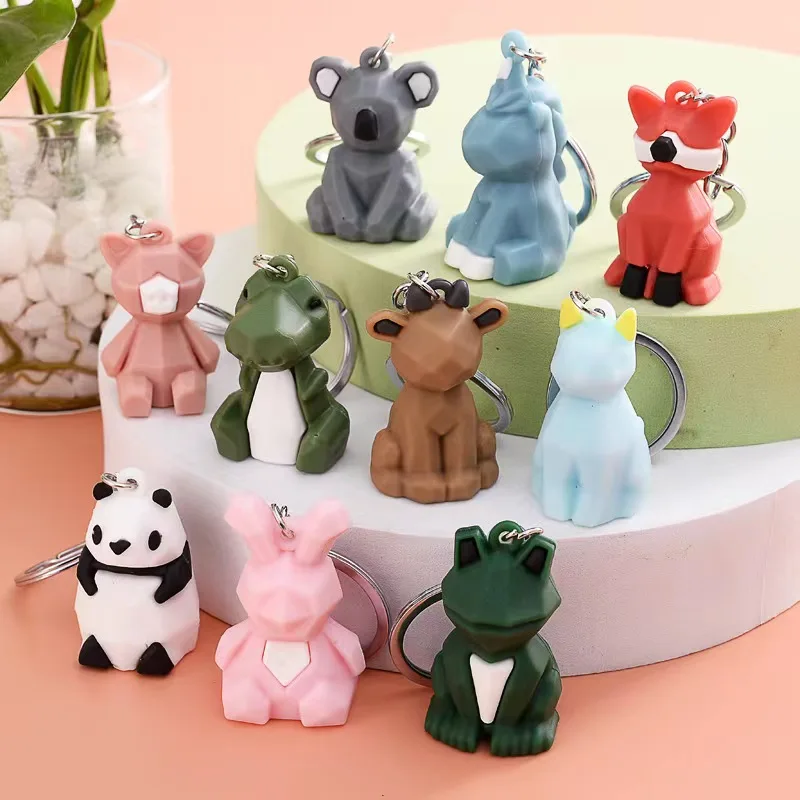 

10Pcs/Lot Fashion Cute Unicorn Keychain Key Ring Panda Koala Fox Multiple Animal Keychain Cartoon Mobile Phone Bag Fun Pendant