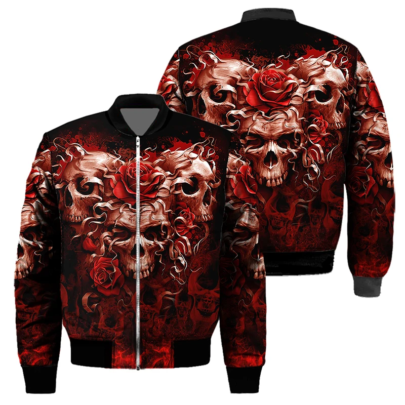

Mens Unisex 3D Bomber Jackets Trippy Skull Head Print Zipper Flight Jacket Casual Unisex Harajuku Women Streetwear Thick Coats
