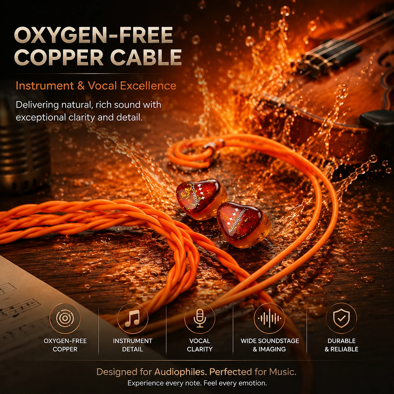 Фото LETECIEL Junebarc Torrent 10BA IEMs HiFi проводные внутриканальные наушники с 3-полосным кроссовером, Knowles Sonion, разъем MMCX 4.4 мм, мониторные наушники. №4
