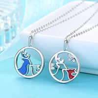 2021 new one deer couple necklace for men and women 100 s925 sterling silver pendant clavicle chain niche design commemorative