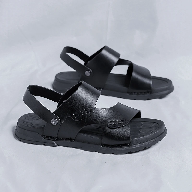 

Men's Sandals Luxury Brand Designer Genuine Leather Men Shoes Summer Breathable Soft Casual Shoes Comfort Non-slip Beach Sandals