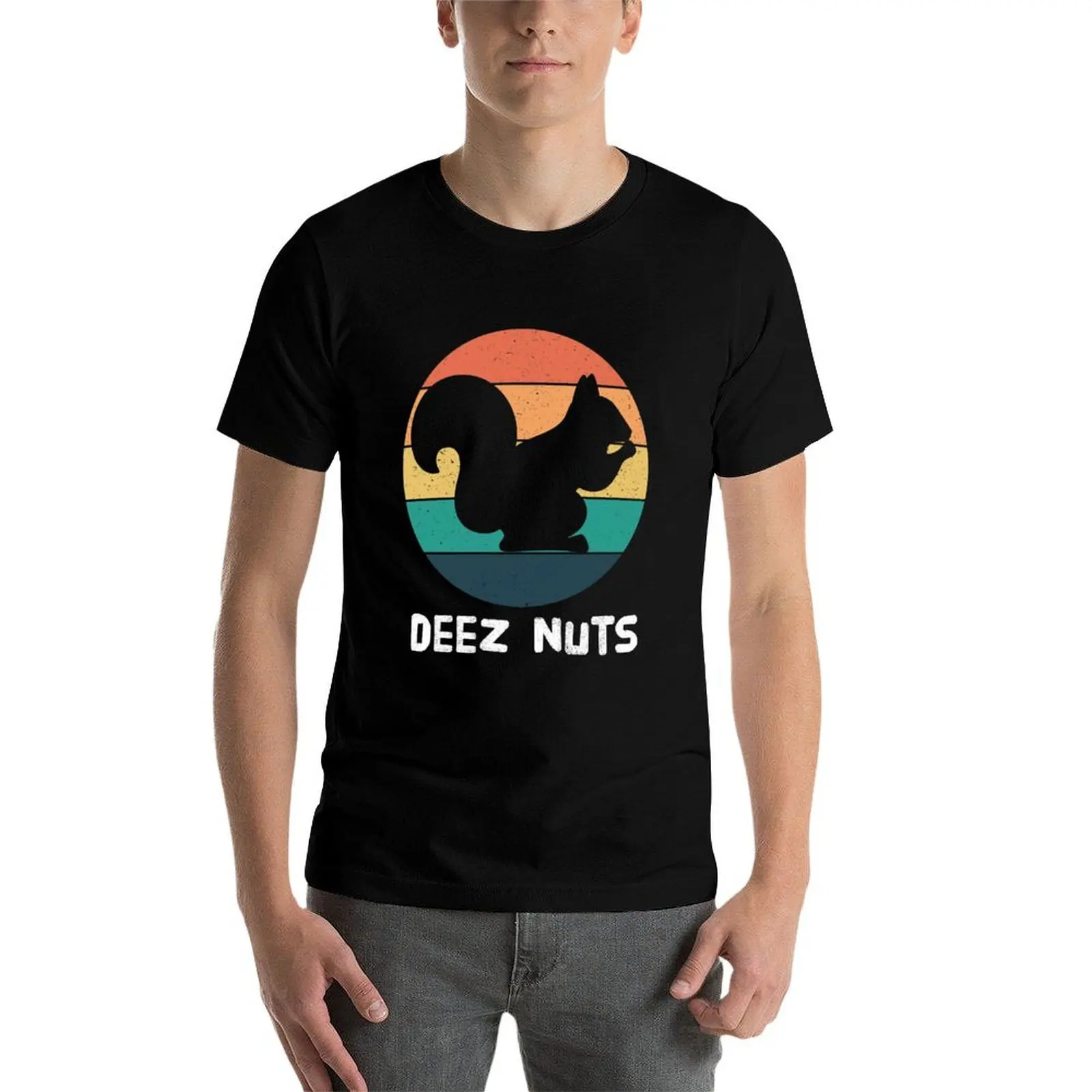 Фото Винтажная футболка с забавным мемом о белке и закате Deez Nutz Humor, модная повседневная рубашка с коротким рукавом №3