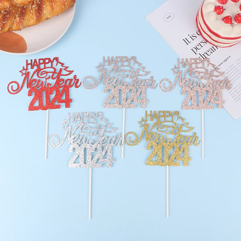 

Hello 2024 Cake Topper Happy New Year Toothpick Cheers New Year's Eve Party Decorations Cake Toppers