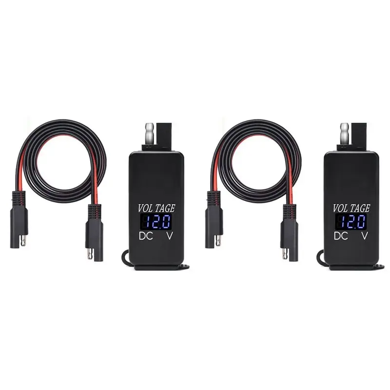 Фото 2X адаптер SAE на USB с вольтметром, быстросъемный разъем для мотоцикла с водонепроницаемым двойным USB-портом для смартфона. №1