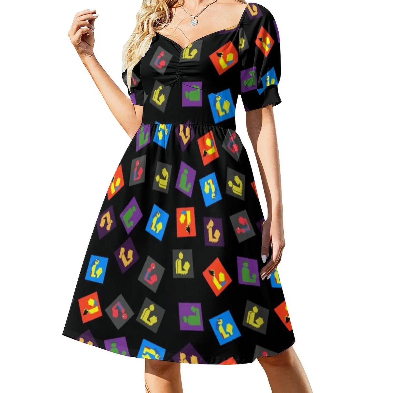 

Colorful Pop Art Dress Readers Assemble Cute Dresses Ladies Short Sleeve Street Wear Casual Dress V Neck Oversize Vestido