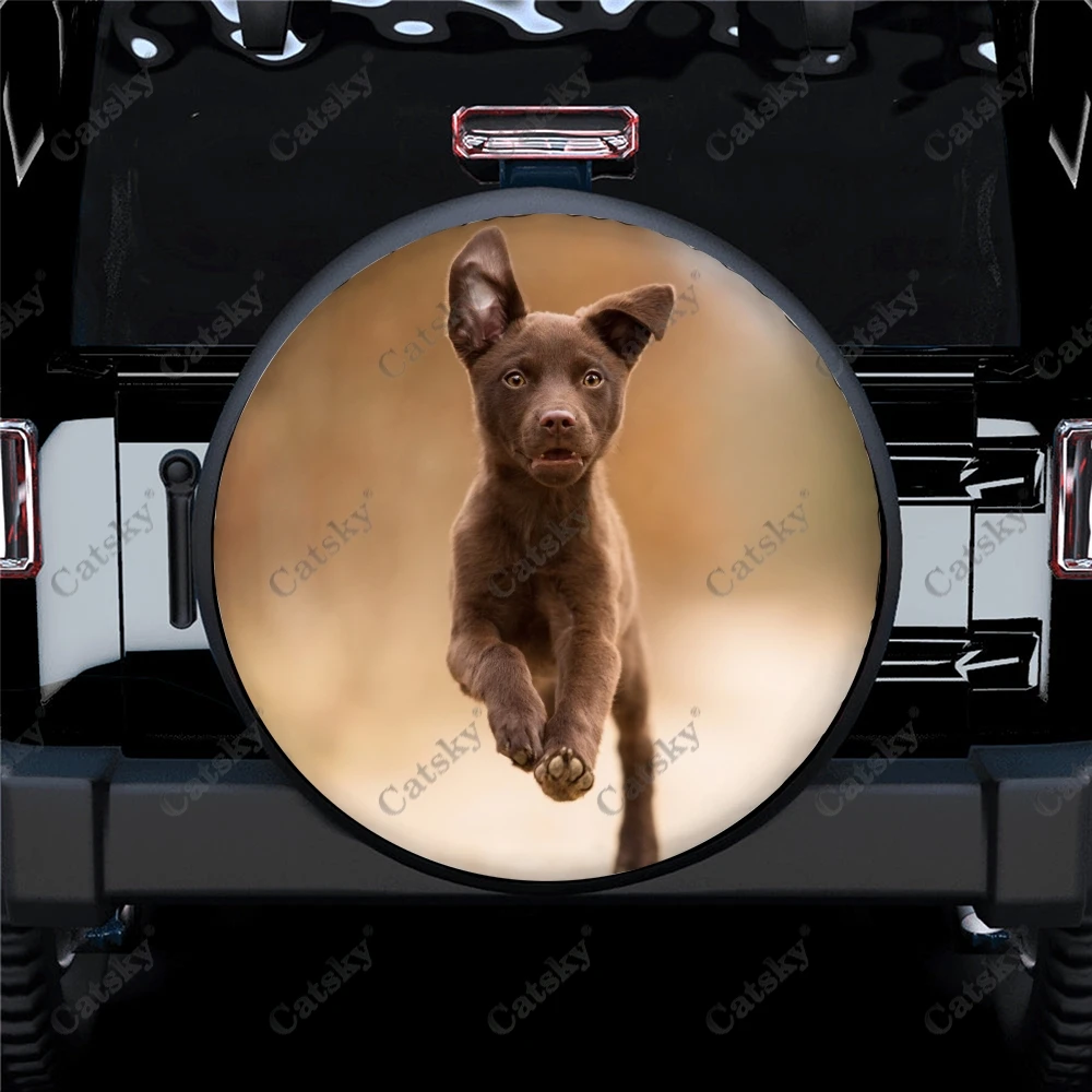 

Австралийский чехол для защиты запасных шин Kelpie Dog, универсальный наружный чехол для колес, защитный чехол для украшения автомобиля для кемпера