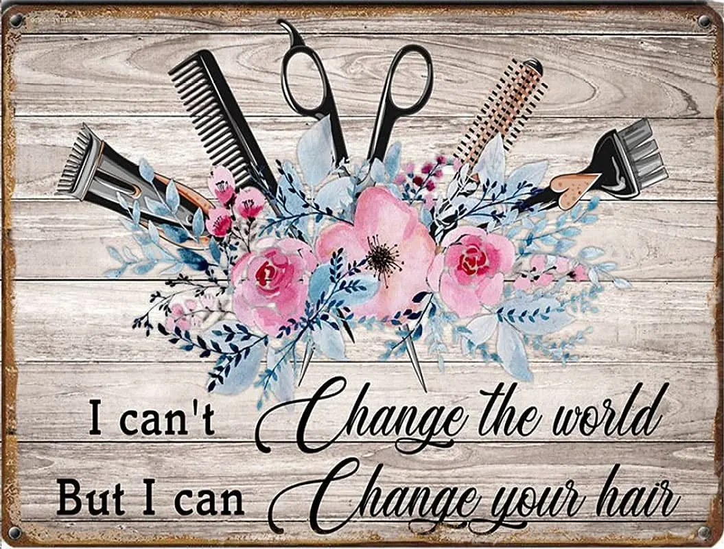 

Винтажный металлический жестяной знак I Can Change The World I Can Change Your Hair горизонтальный жестяной знак для парикмахеров жестяной знак