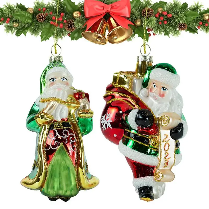 

Рождественские украшения Санта-Клаус, миниатюрные фигурки Санта-Клауса, подвесной кулон Санта с подарочным чехлом, подвесное Автомобильно...