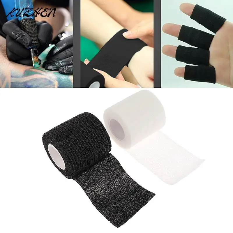 

Black White Tattoo Handle Bandage Tape Anti-slip Waterproof Disposable Self-adhesive Grip Cover Wrap Elastic Bandage