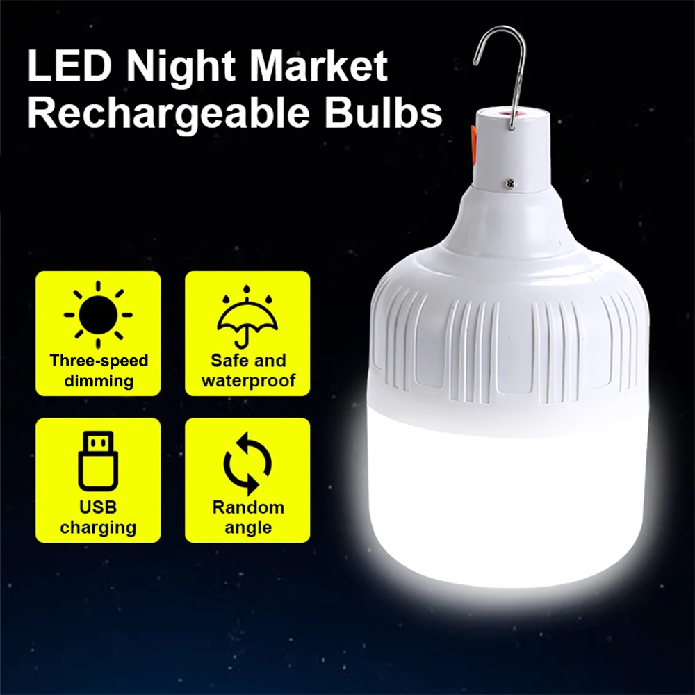 

Portable Emergency Lights Rechargeable LED Lantern Mobile Tent Lampwith Hook for Camping Fishing Patio Porch Garden Lighting