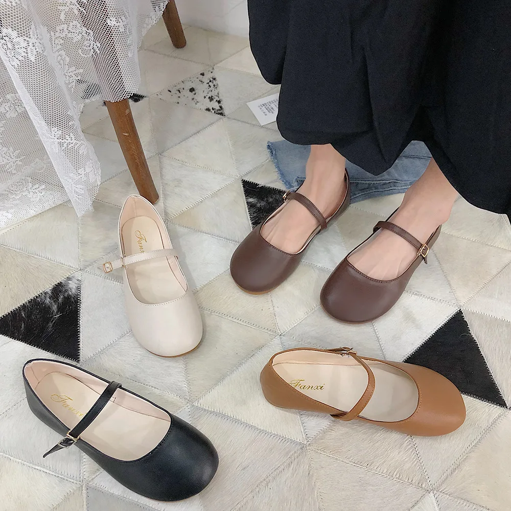 

Retro Woman Shoes Casual Female Sneakers Round Toe British Style Flats Oxfords Modis All-Match Summer New Preppy Dress Leather