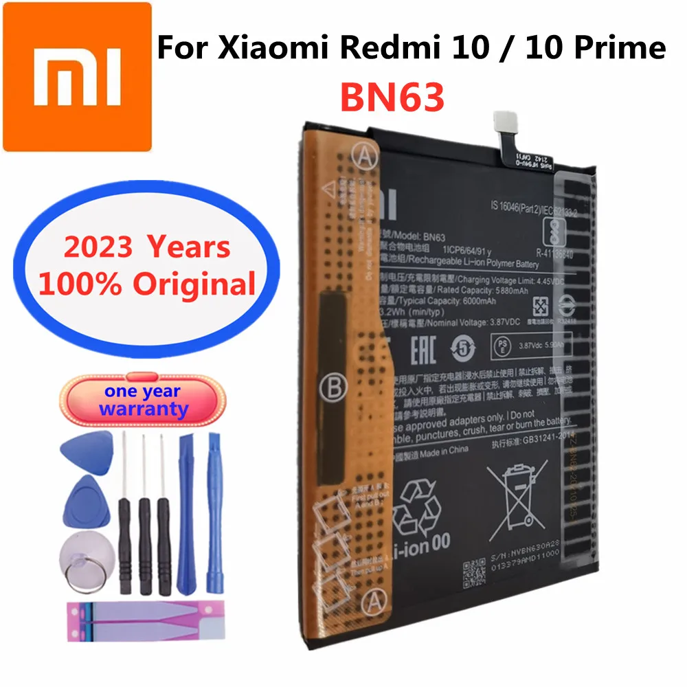 

100% Original Xiao Mi 6000mAh BN63 Battery For Xiaomi RedMi 10 / RedMi 10 PRIME 10PRIME Smart Mobile Phone Batteries Batteria