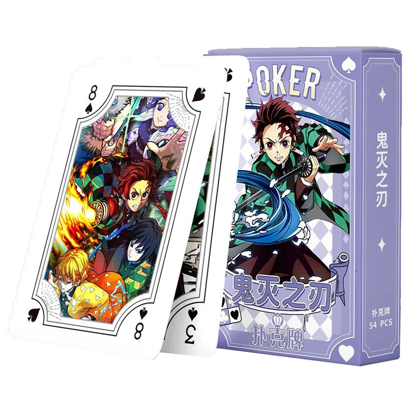 

Demon Slayer Poker Board Game Anime Figure Tanjirou Playing Cards Cartoon Creative Solitaire Family Gathering Party Games