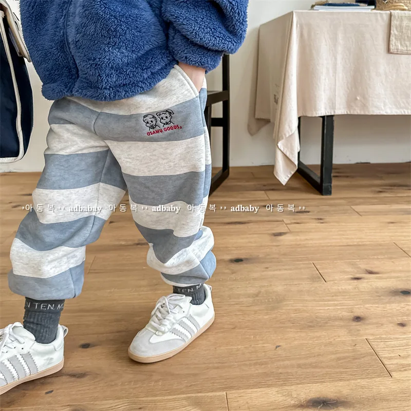 

Autumn New Children Loose Harem Pants Cotton Boys Cartoon Fleece Sweatpants Baby Girls Winter Warm Casual Trousers Kids Clothes