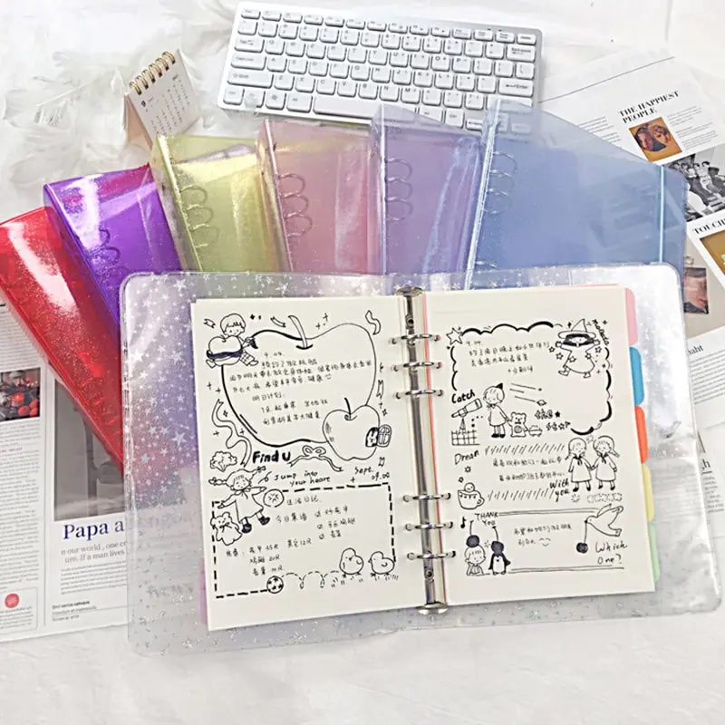 

Прозрачный блокнот а5/а6, свободная книга с листьями, дневник из пвх, школьные и офисные принадлежности