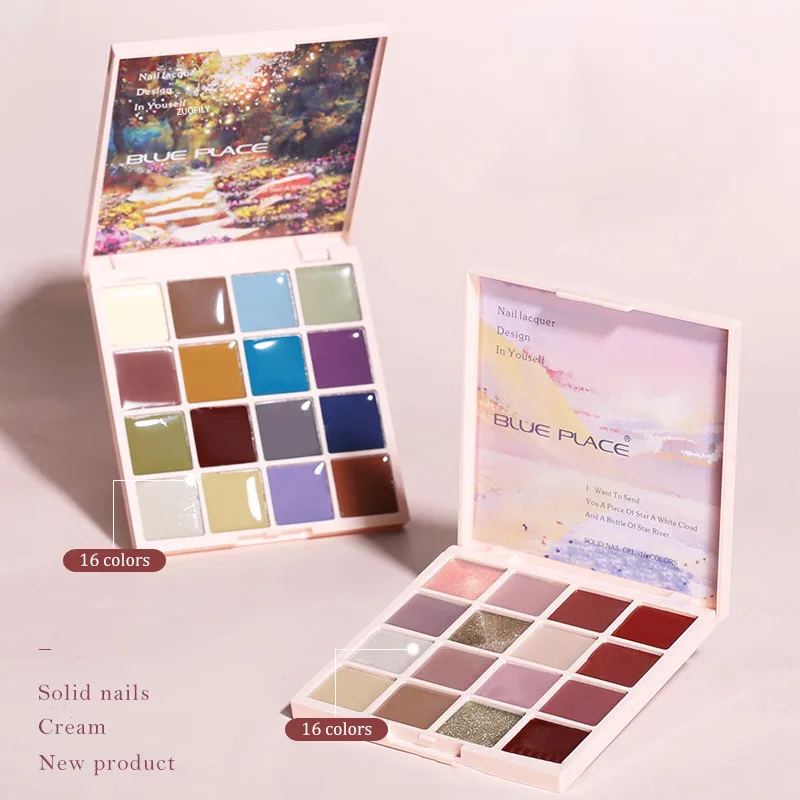 Палетка однотонных гель-лаков для ногтей 6/16 цветов s блестящий розовый и синий