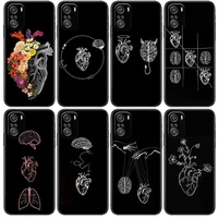 medical human organs brain phone case for xiaomi mi 11 lite pro ultra 10s 9 8 mix 4 fold 10t 5g black cover silicone back prett