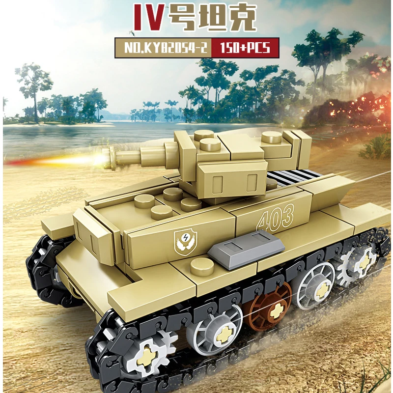 8 In 1 Military Panzer Tank Russian Land Battleship KV-VI Model Building Block WW2 T38 Army Vehicle Construction Toys Gifts |