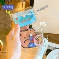cartoons child homemade mask storage bag ins wind cosmetic bag transparent travel finishing pencil case korean stationery kawaii