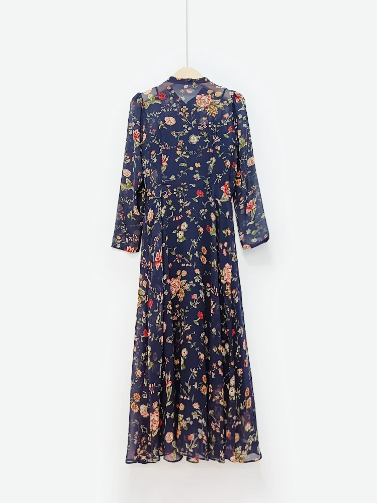 Элегантное Шелковое платье средней длины с поясом и жемчужными пуговицами 2 шт.