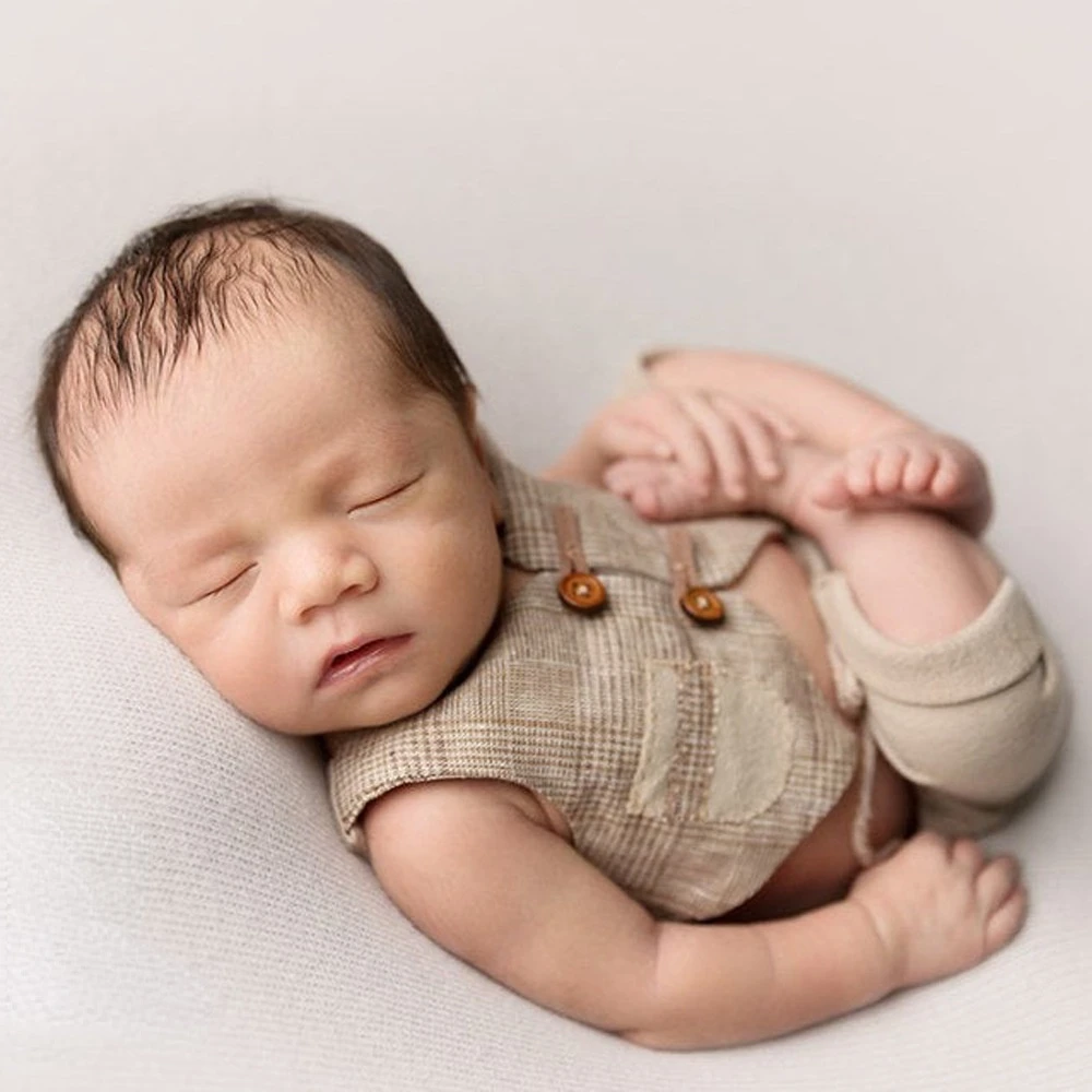 Newborn Photography Props Baby Boy Accessories Baby Photoshoot Outfit Check Costume Toddler Photo Prop Baby 0-3 Girl Clothes